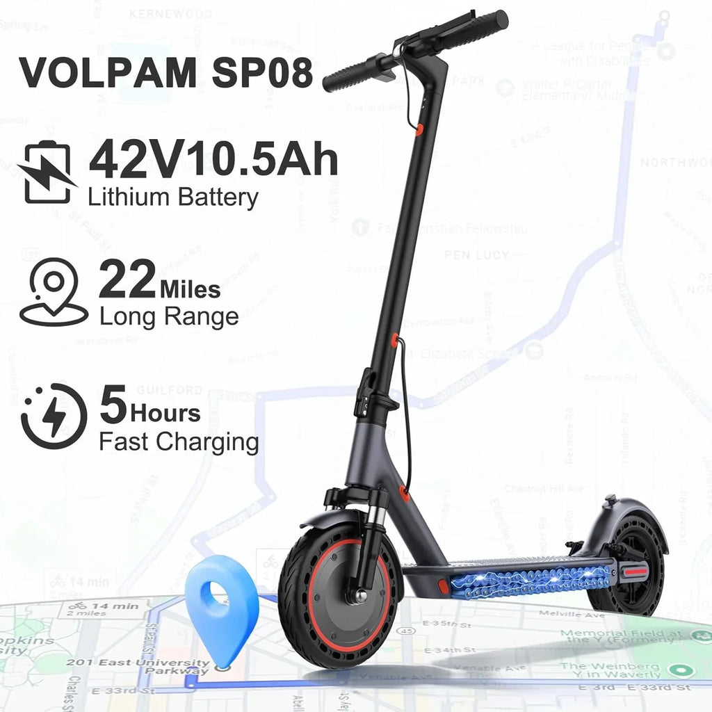 Electric Scooter 350W/500W Motor, 8.5/10 Solid Tires, 19/22 Mph, 28/21/12 Miles Range
