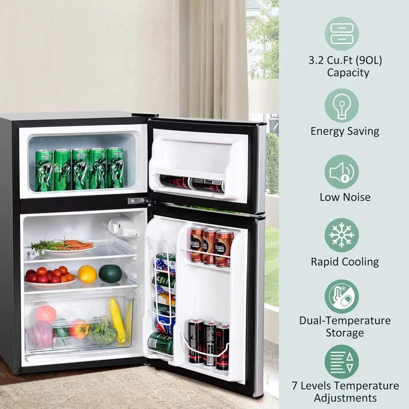 3.2 Cu. Ft. 2-Door Compact Refrigerator With Freezer - Black, Gray Or White