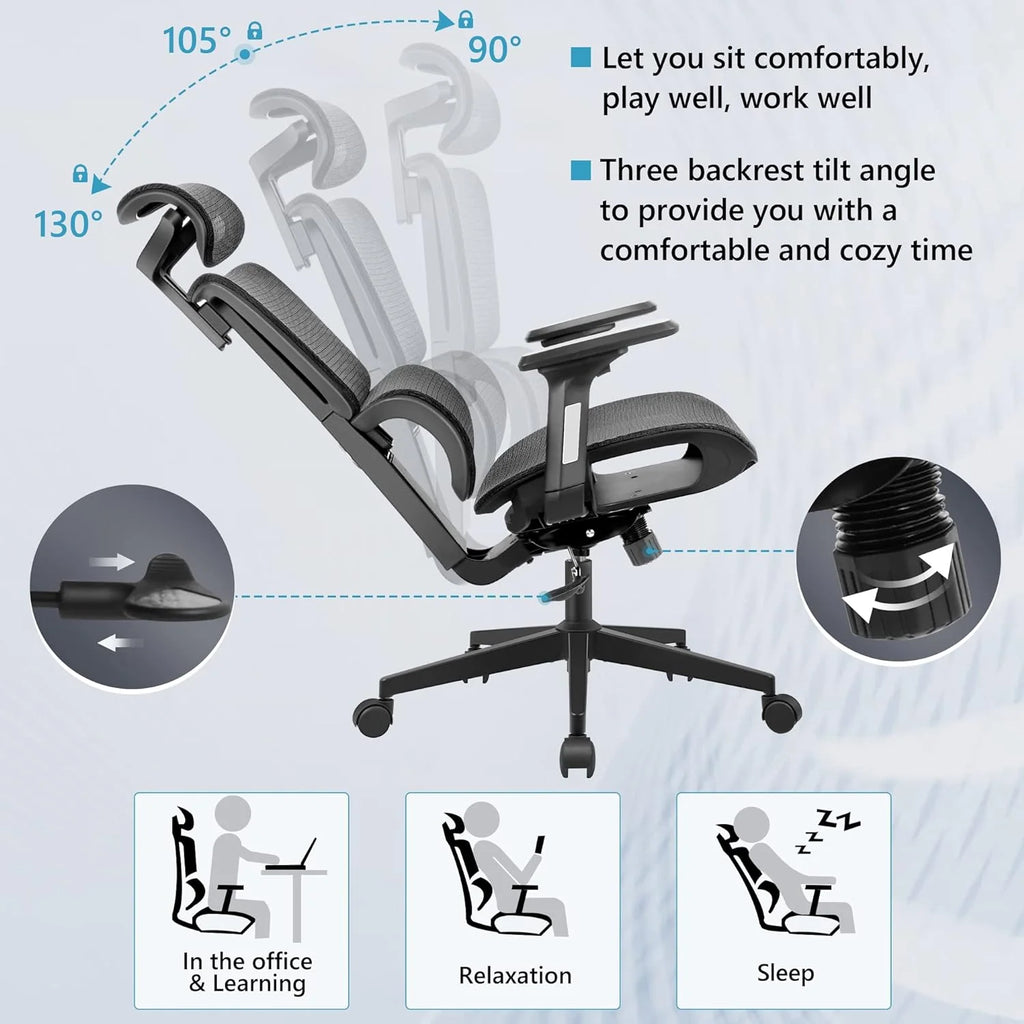 Primy Ergonomic Gaming Office Chair, 23 in D x 12 in W x 20 in H - PR988ZK
