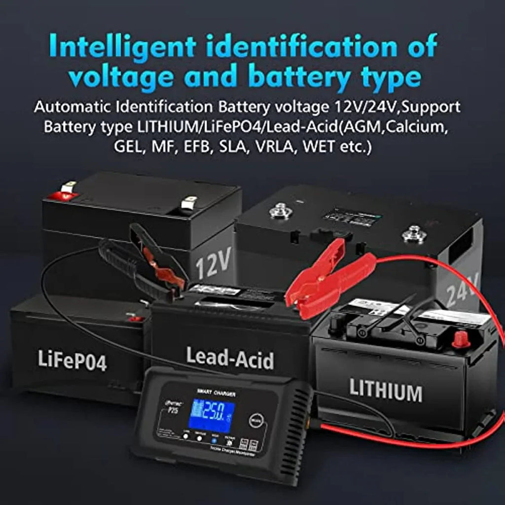 HTRC Smart Battery Charger For Lithium, LiFePO4 And Lead-Acid Batteries, 12V/25A, 24V/13A - P25