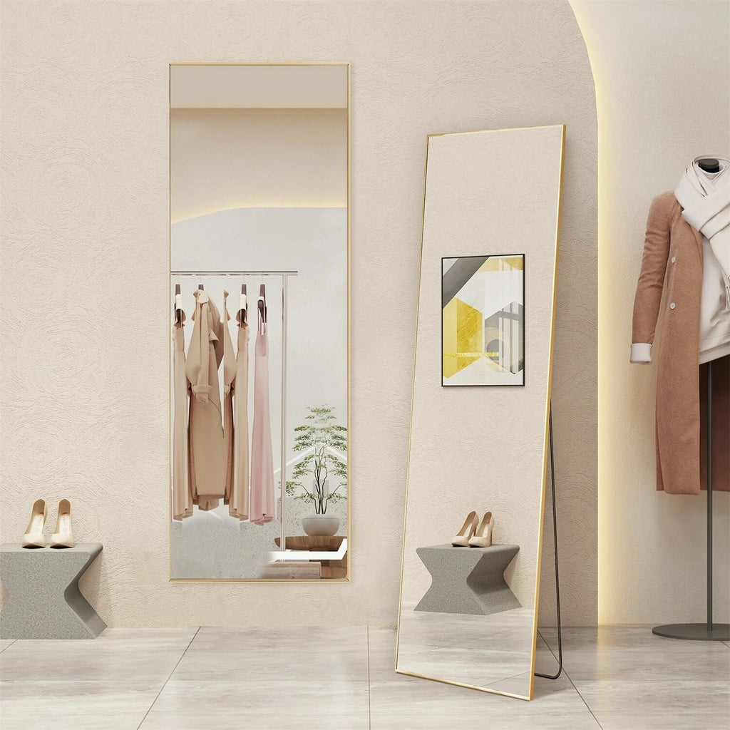 Full-Length Floor Mirror With Stand, Aluminum Alloy Frame - 71x30