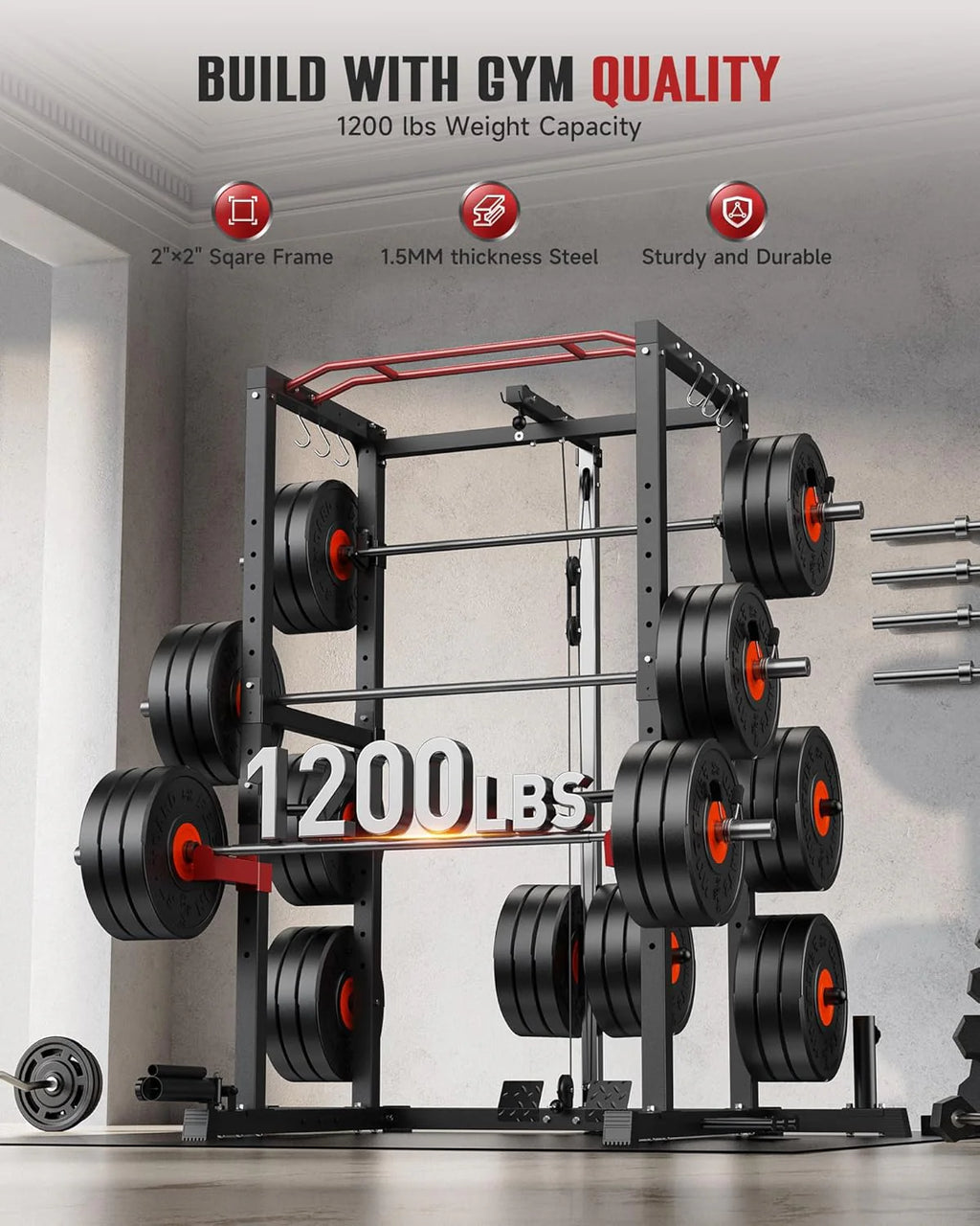 Sportsroyals Power Cage With Lat Pulldown, Black - Power Cage