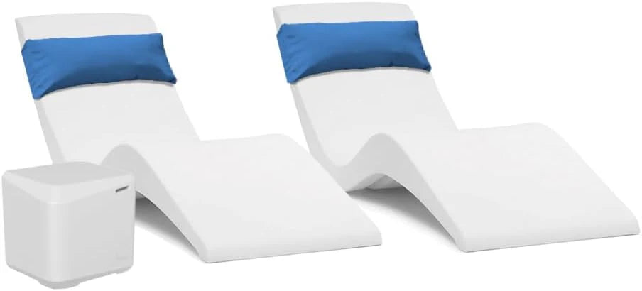 Aqua Chairs In-Pool Chaise Lounger, Classic White, 2-Pack, 66in D x 22in W x 24in H - Up To 9in Water Depth