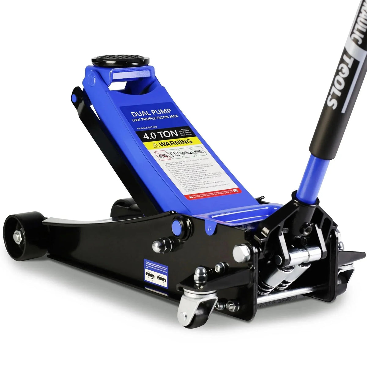 Seizeen 4-Ton Low Profile Floor Jack With Dual Pump Pistons, 4"-21" Lifting Range