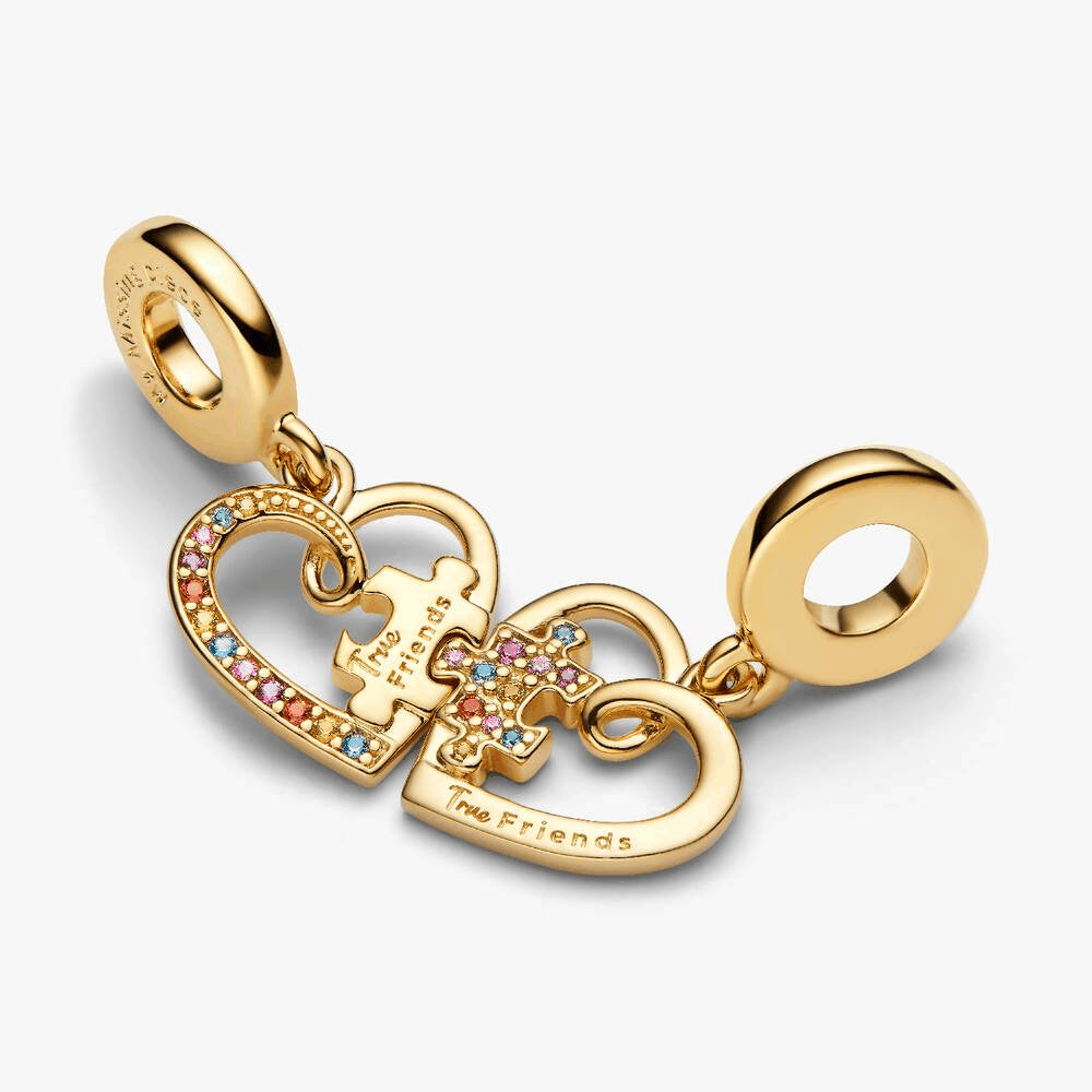 Splittable Puzzle Piece Hearts Dangle Charm