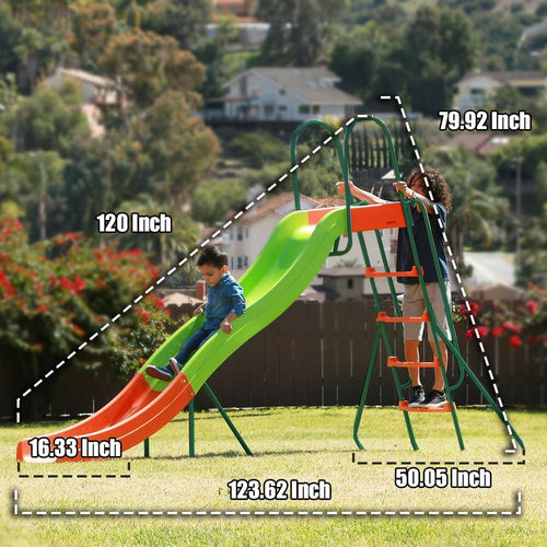 10-Foot Freestanding Outdoor Playground Slide For Kids, Plastic, Ages 4-8