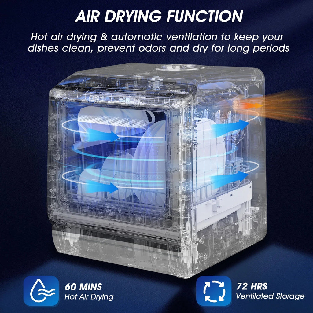AIRMSEN Portable Countertop Dishwasher With 5L Built-In Water Tank And 5 Washing Programs - AE-TDQR03