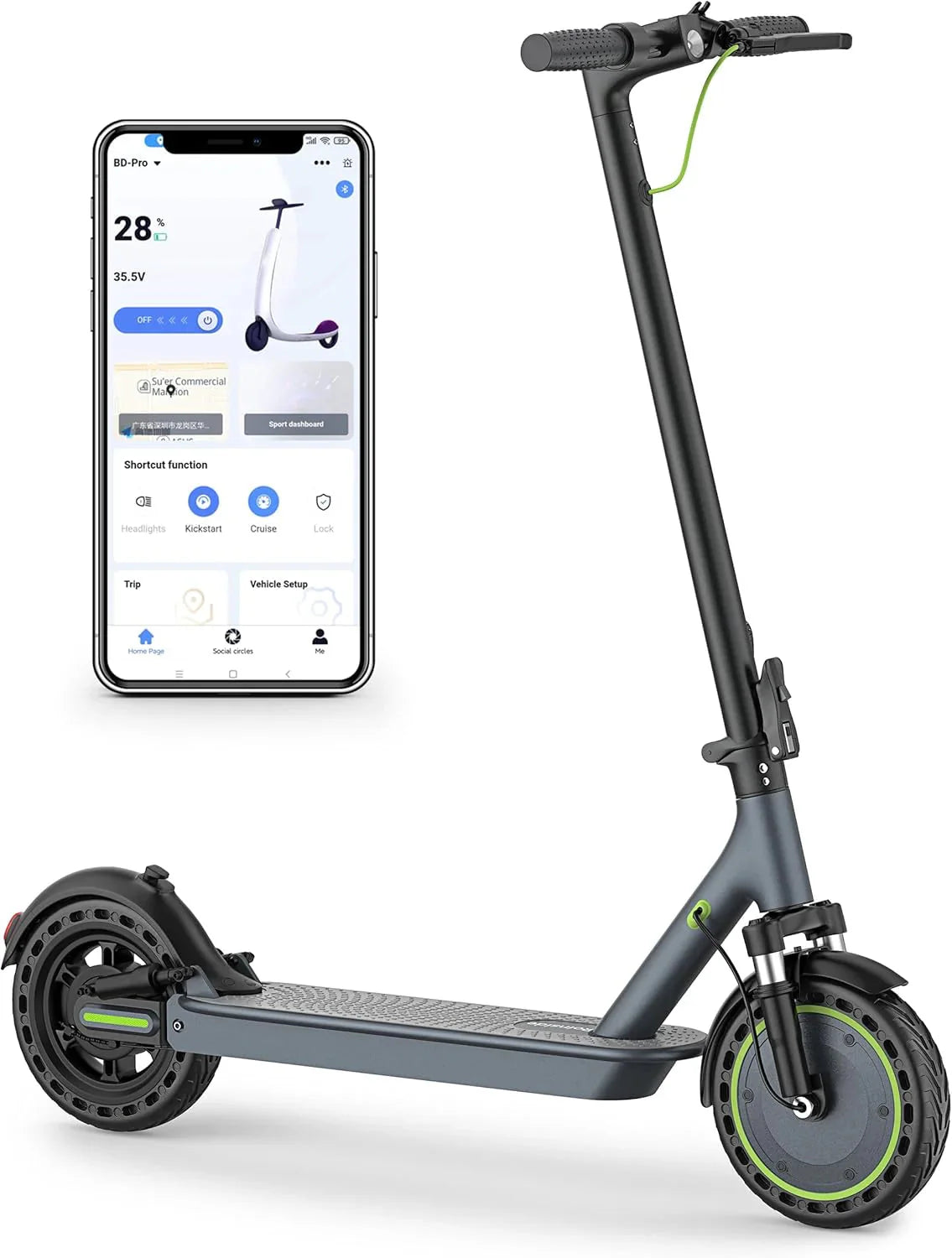 Roinside Electric Scooter, 8.5 in Solid Tires, 350W, 19 MPH, 21-23 Miles - UP12 Plus