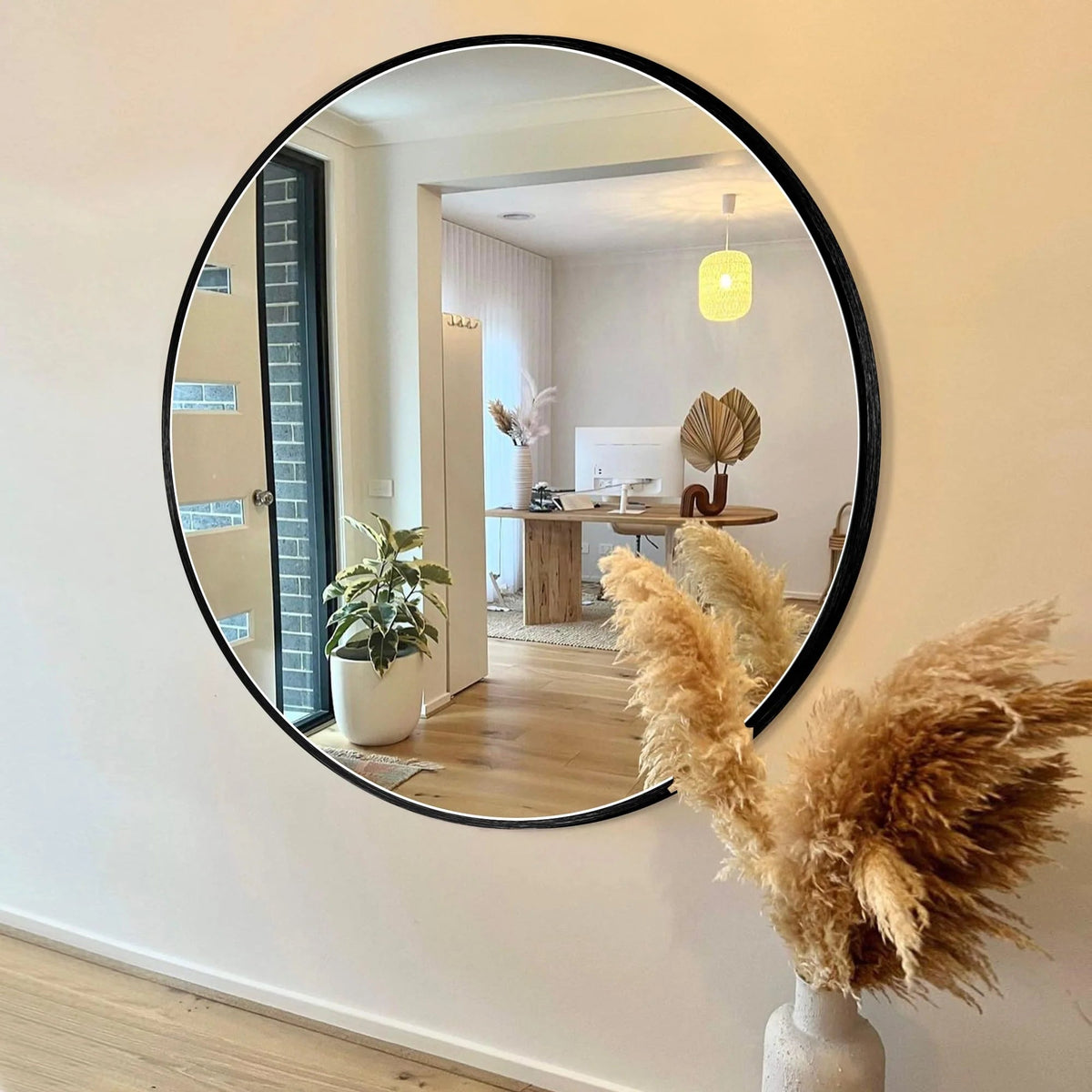 Round Bathroom Vanity Mirror, 24x24 / 36x36, Black, Brushed Gold or Silver
