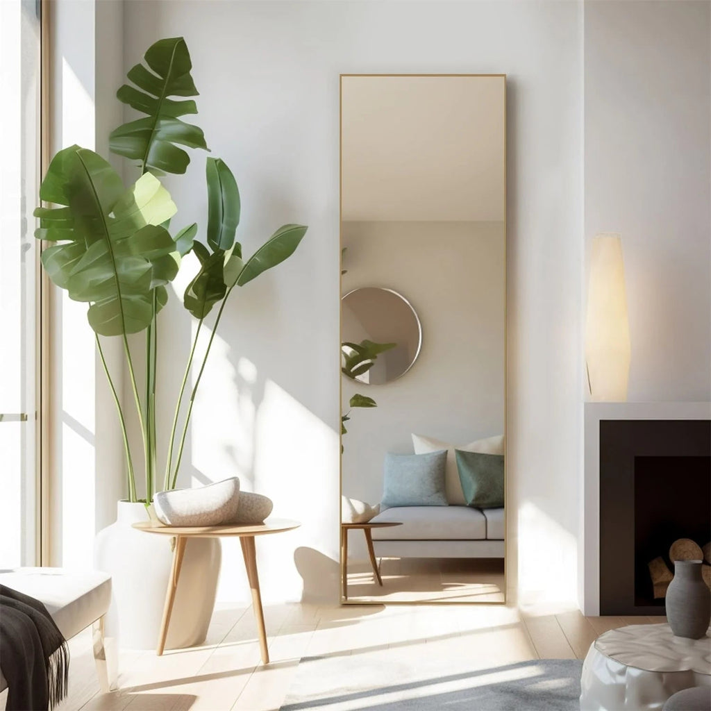 Full-Length Floor Mirror With Stand, Aluminum Alloy Frame - 71x30