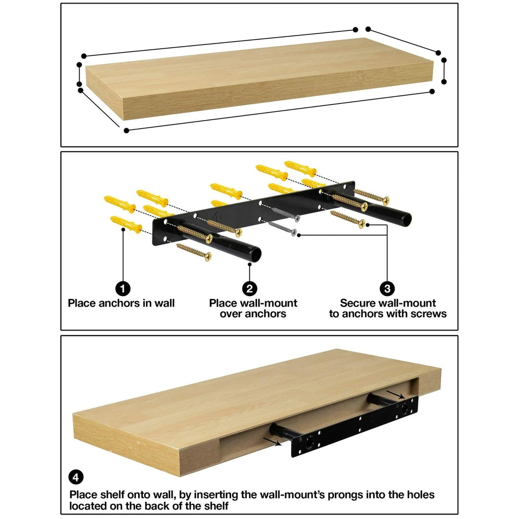 24 Inch Extra Long Floating Wall Shelf Set, 2 Count