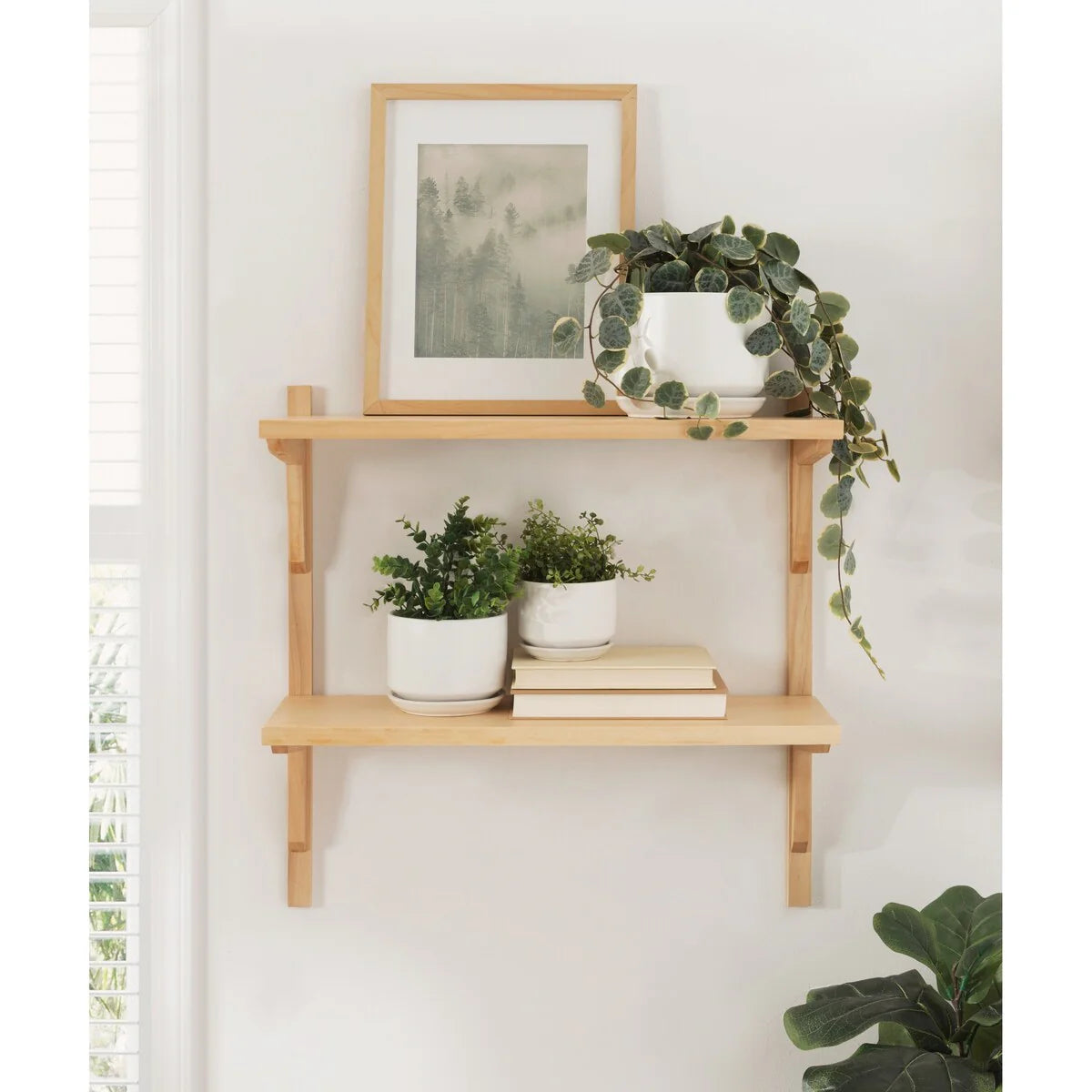 Mid-Century Wall Shelves, 24x8x24 Inch Decorative Wall-Mounted Storage And Display Shelving