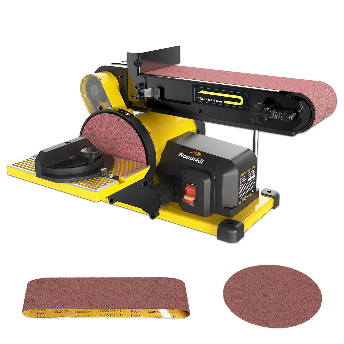 Woodskil Belt And Disc Sander, 4 x 36 in Belt, 6 in Disc, 4.3A