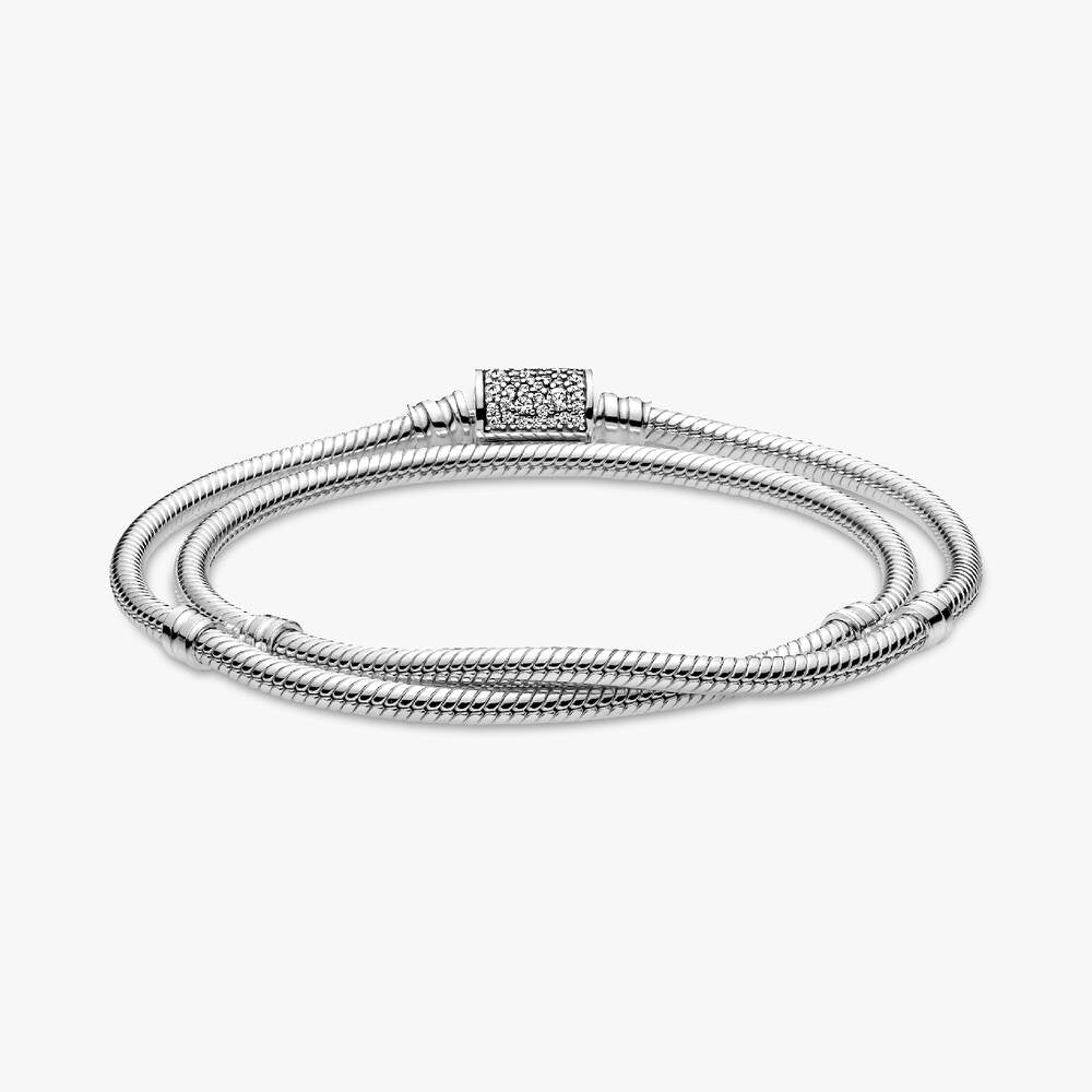 Pandora Moments Double Wrap Barrel Clasp Snake Chain Bracelet/Necklace