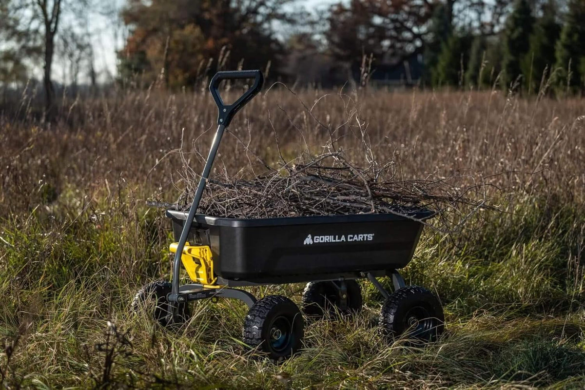 Poly Dump Garden Cart With No-Flat Tires, 7 Cubic Feet, 1200-Pound Capacity, Black - 7GCG-NF