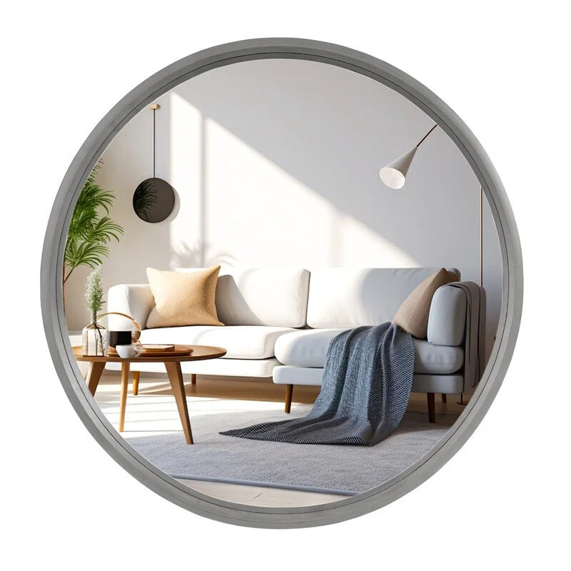 Classic Farmhouse Round Wooden Frame Wall Mirror - 24-inches, 28-inches, 32-inches