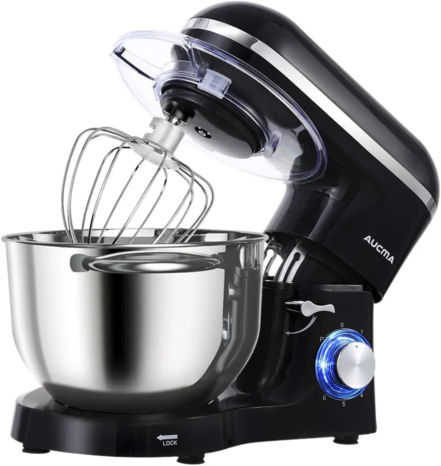 Aucma Stand Mixer 6.5-QT 660W 6-Speed Tilt-Head Food Mixer - Red
