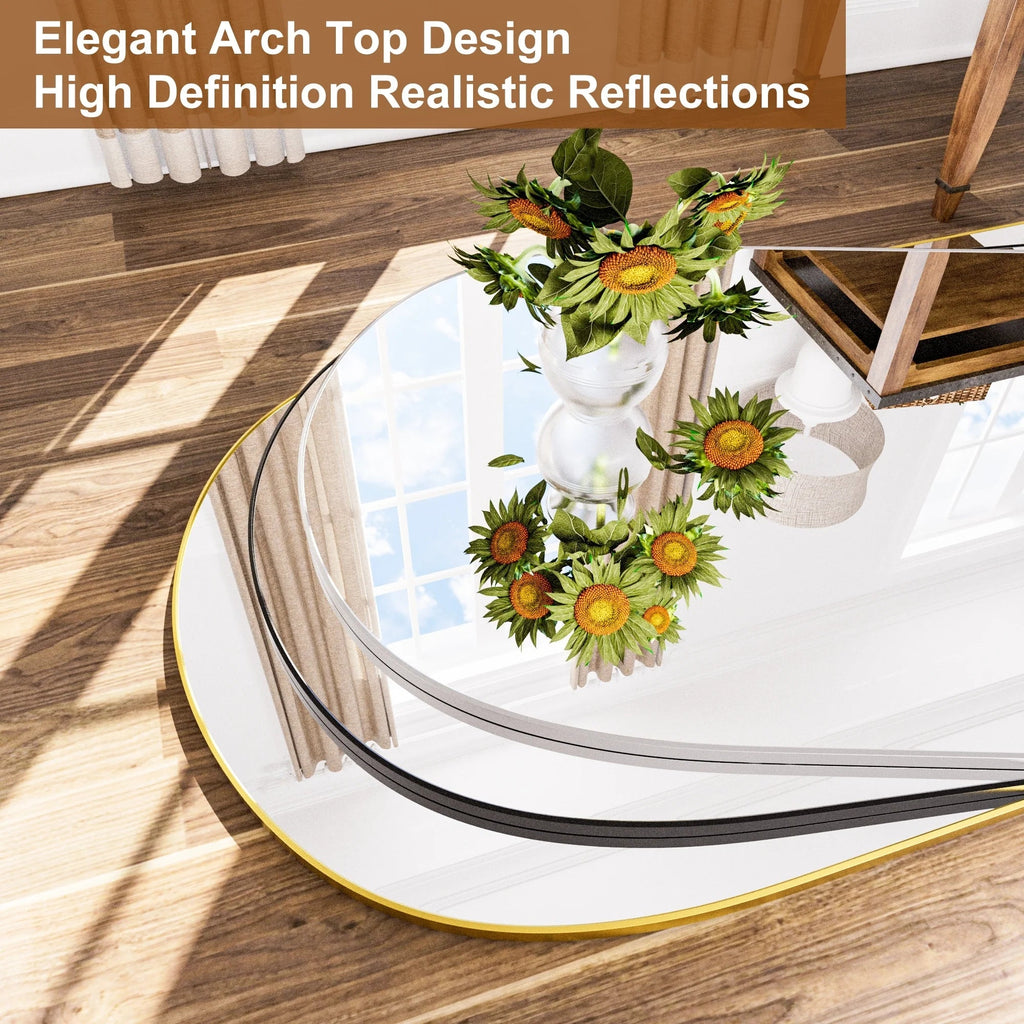 Arched Full Length Floor Mirror With Aluminum Alloy Frame - 65x22, 71x24, 71x28, 71x32