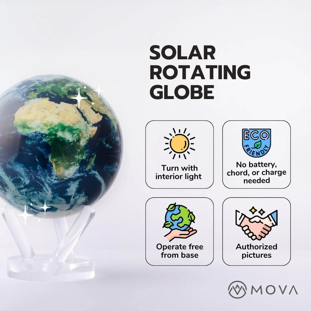 MOVA Self-Rotating Globe Earth With Clouds, 4.5 in - Light Powered