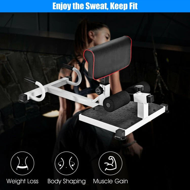All-In-One Home Gym Sissy Squat Machine With Anti-Skid Pads - White