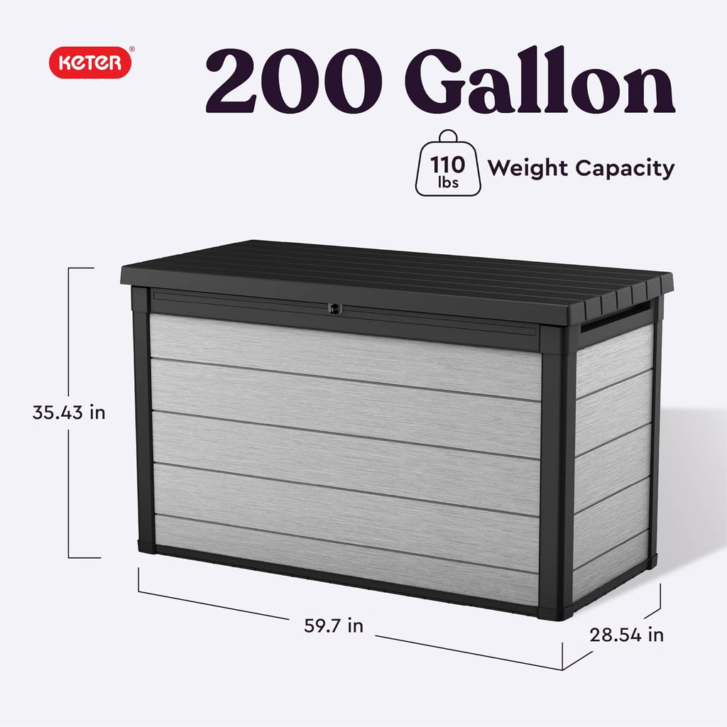 200 Gallon Resin Deck Box, 59.7 in L x 28.5 in W x 35.4 in H