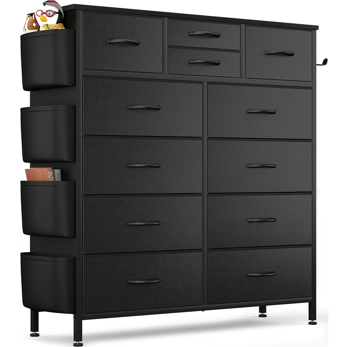 12-Drawer Fabric Dresser With Wood Top And Metal Frame