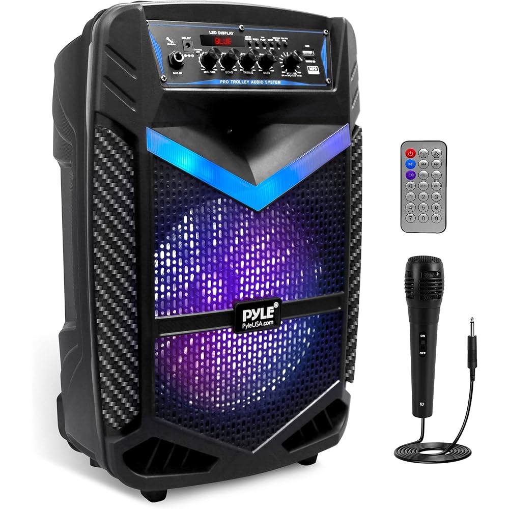 Pyle Portable Bluetooth PA Speaker System, 600W, 10 inch Subwoofer, 1 inch Tweeter - Black