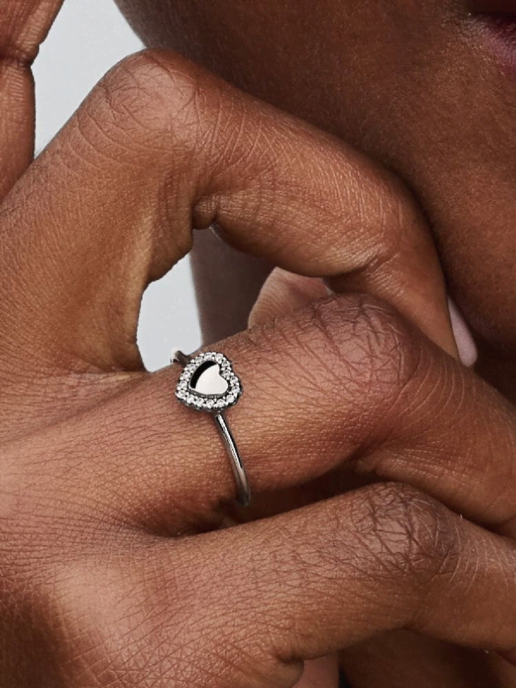 Engravable Heart Halo Ring