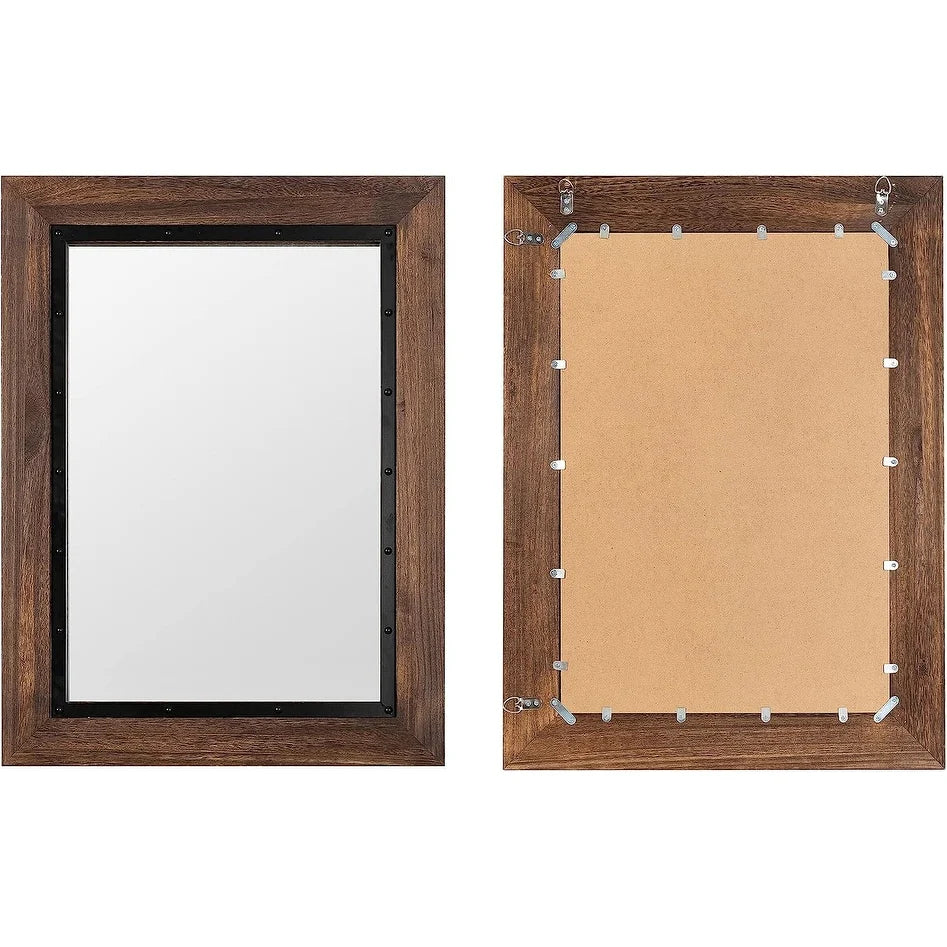 Solid Wood And Iron Framed Wall Mirror - 26 in x 18 in, 32 in x 24 in, 40 in x 26 in, 48 in x 30 in, 53 in x 28 in