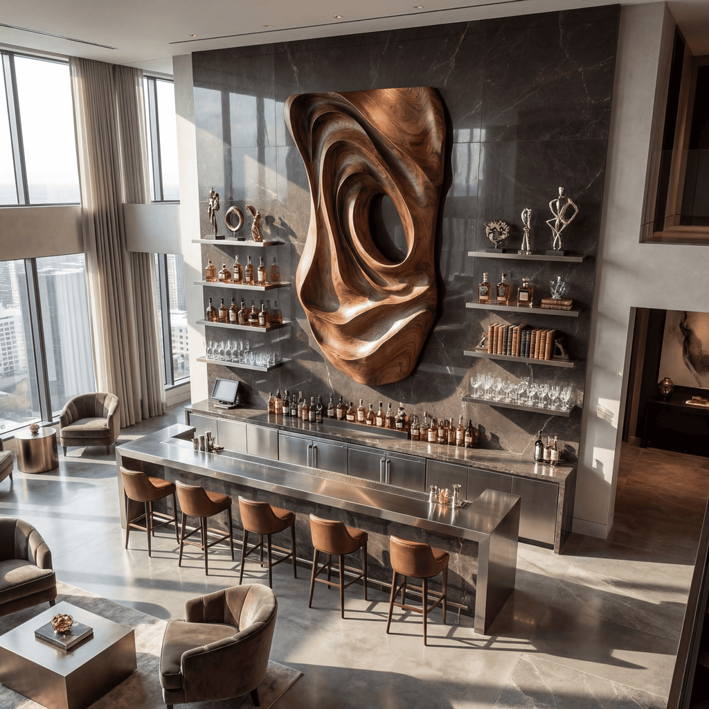 Contemporary Fluid Wall Art Panel For Entryway Interior