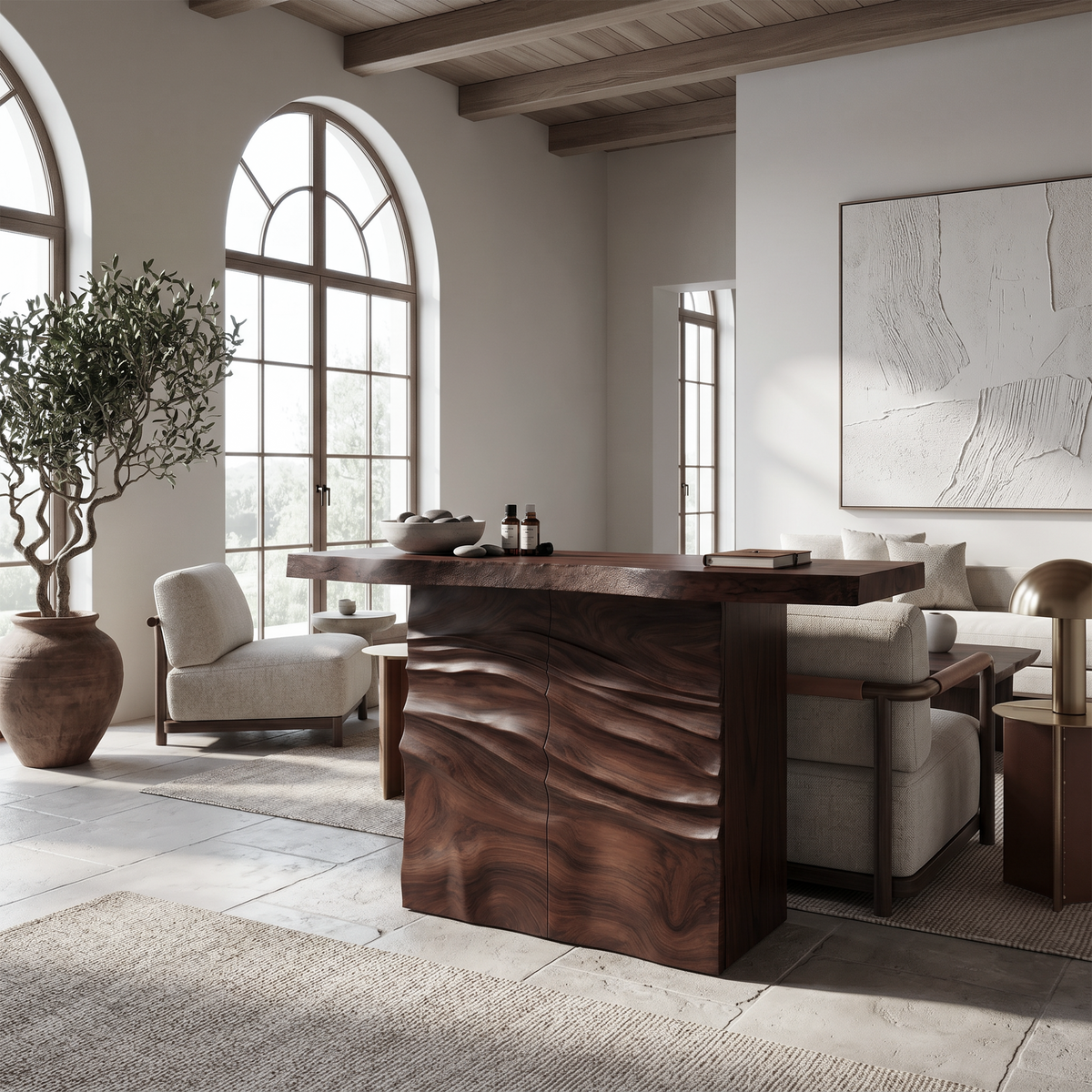 Contemporary Carved Entry Table For Modern Living Space