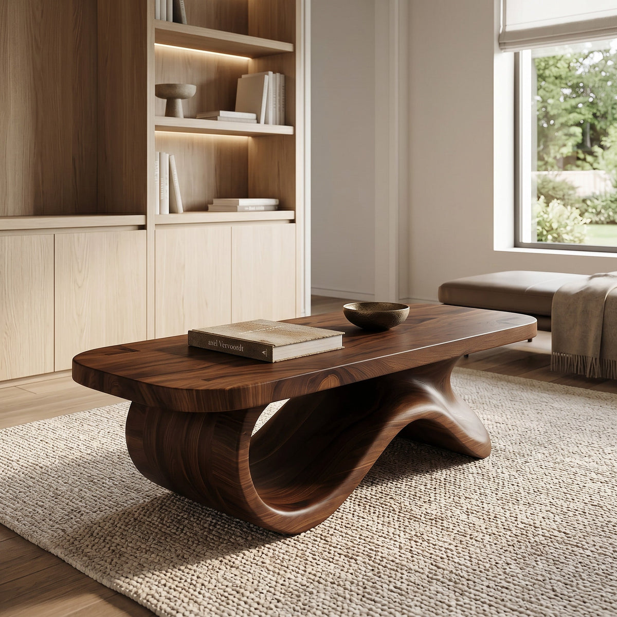 Contemporary Coffee Table With Sculptural Base For Living Room