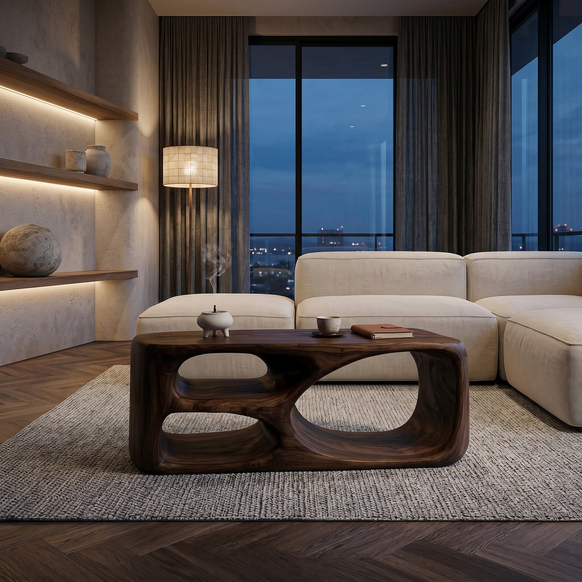 Contemporary Coffee Table With Built In Storage For Living Room