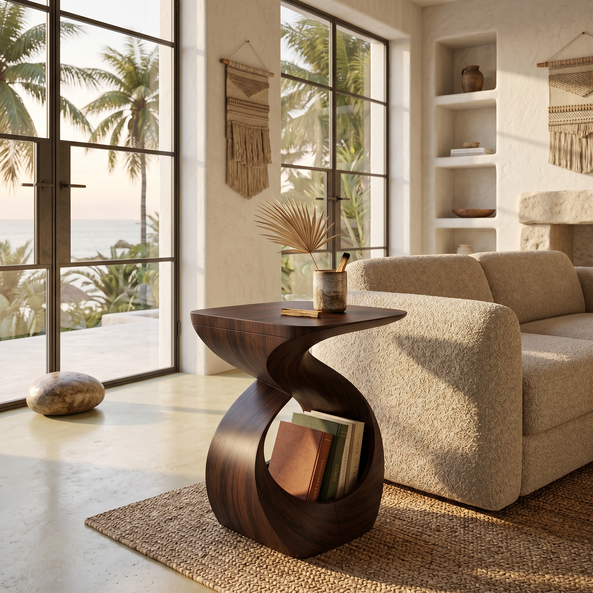 Contemporary Curved End Table For Apartment Interior Design