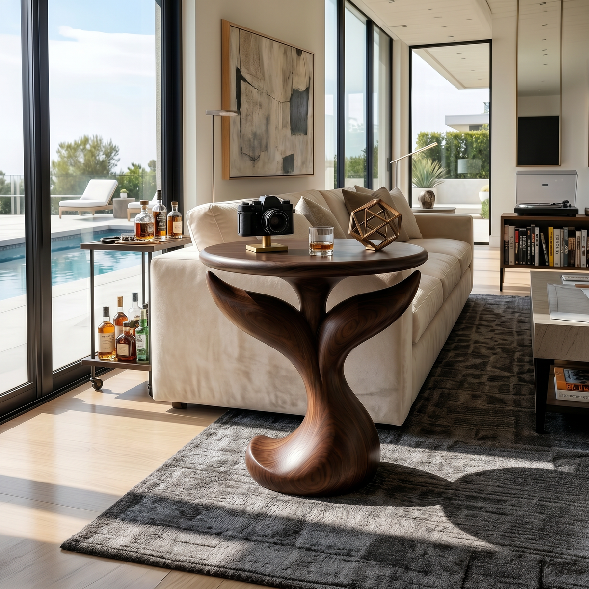 Biomorphic Leaf Side Table Entertainment Lounge