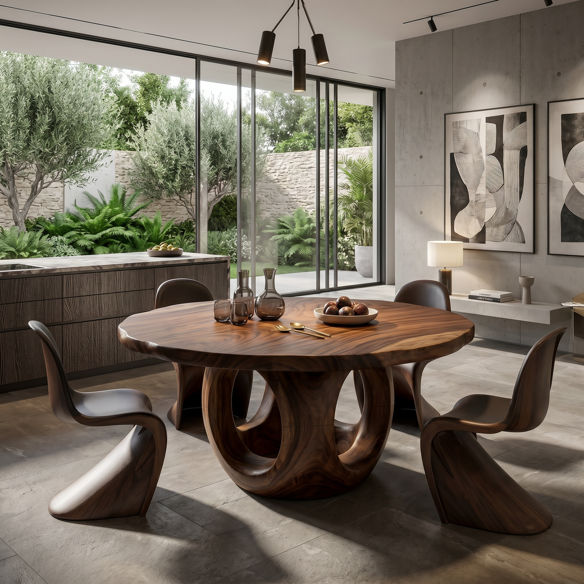 Coastal Round Kitchen Table For Outdoor Kitchen