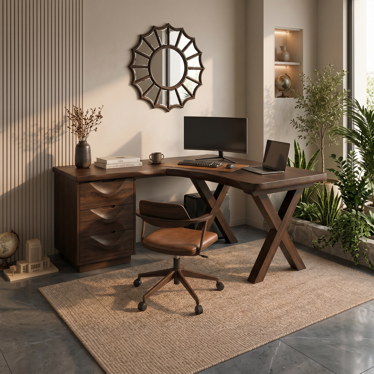 Contemporary Corner Executive Desk Home Office