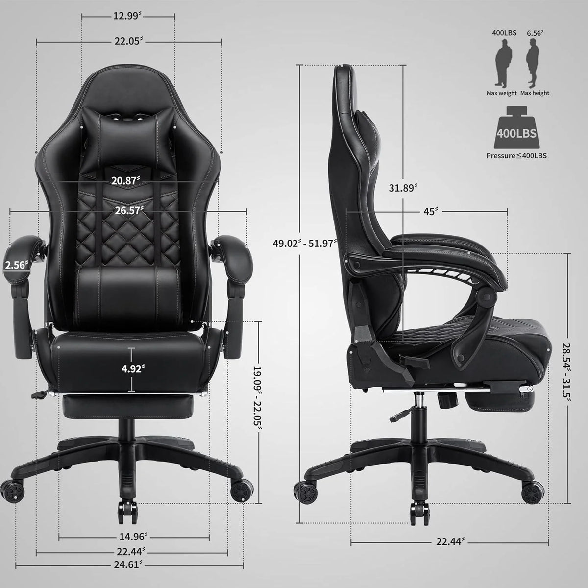 Blue Whale PU Leather Big And Tall Ergonomic Office Gaming Chair, 350 Pounds - B0BTCQ3VVW