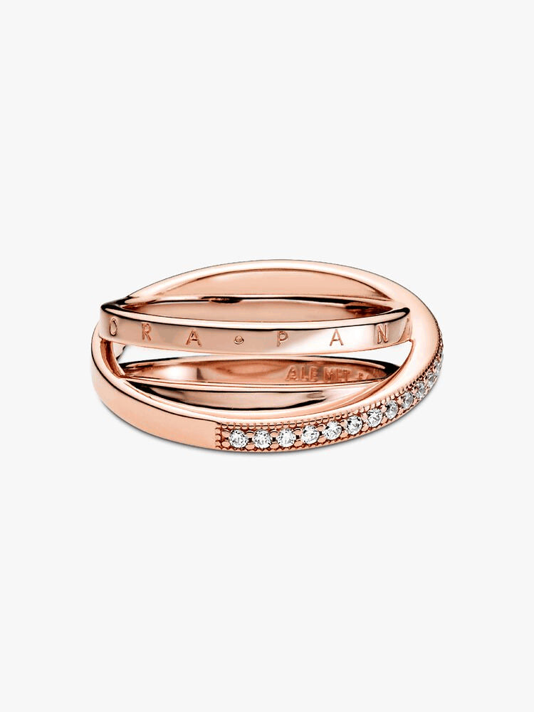 Crossover Pavé Triple Band Ring