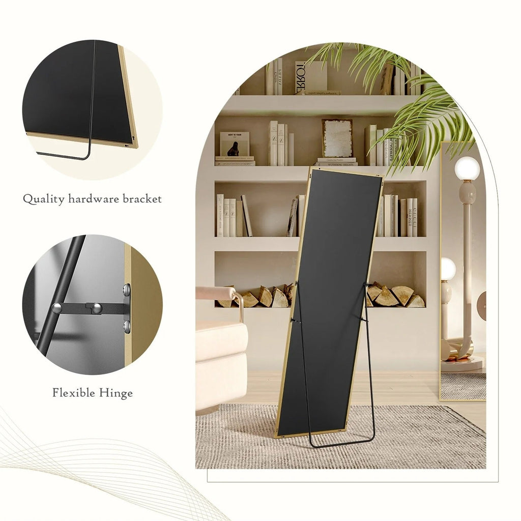 Full-Length Floor Mirror With Stand, Aluminum Alloy Frame - 71x30