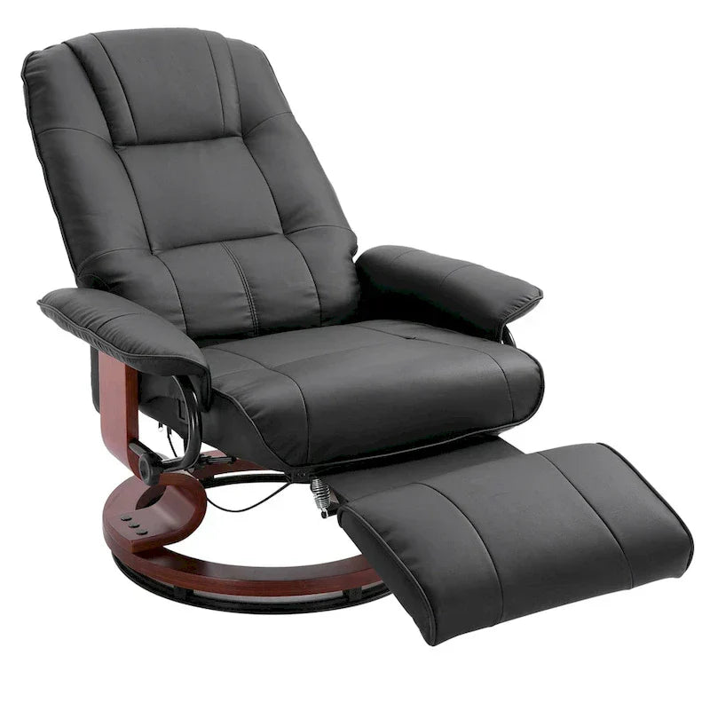 HomCom Faux Leather Manual Swivel Recliner Chair With Extendable Footrest