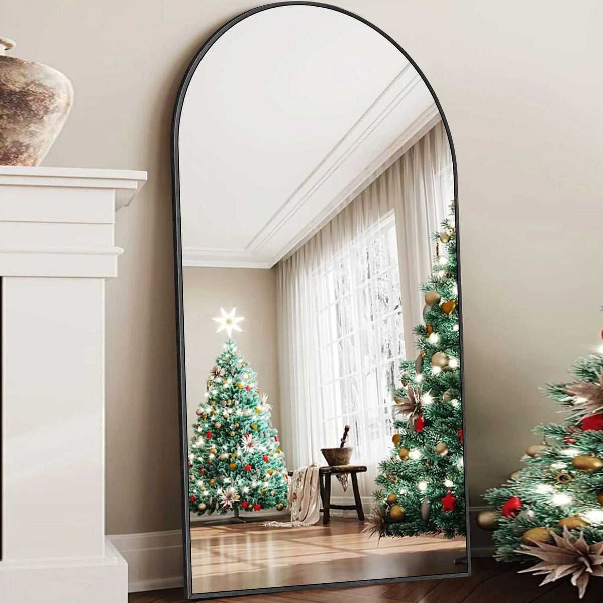 Arched Full Length Floor Mirror With Aluminum Alloy Frame - 65x22, 71x24, 71x28, 71x32