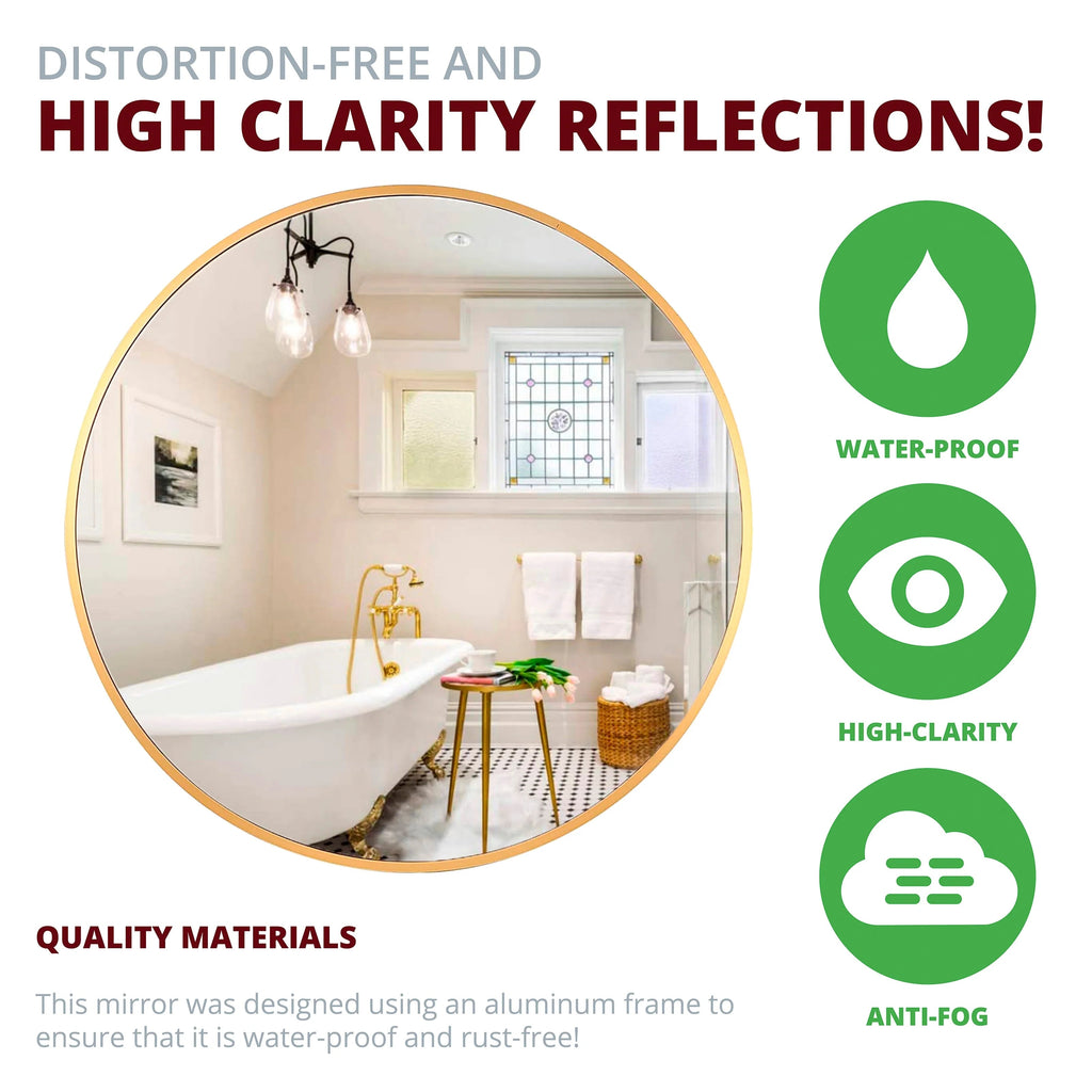 Round Aluminum Wall Mirror With Decorative Metal Frame