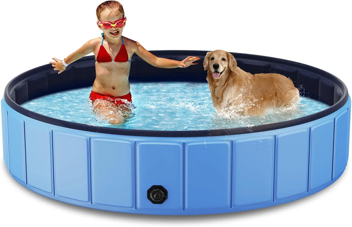 Totiro Foldable Dog Swimming Pool, 120in x 20in, PVC, Blue