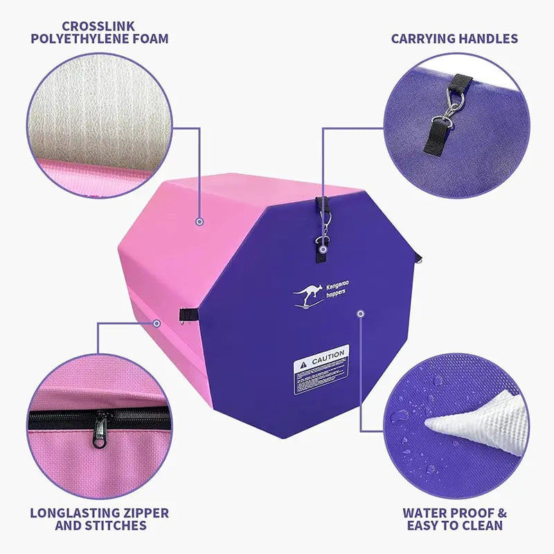 Kangaroo Hoppers Octagon Tumbling Mat 24 in x 26 in Pink/Purple