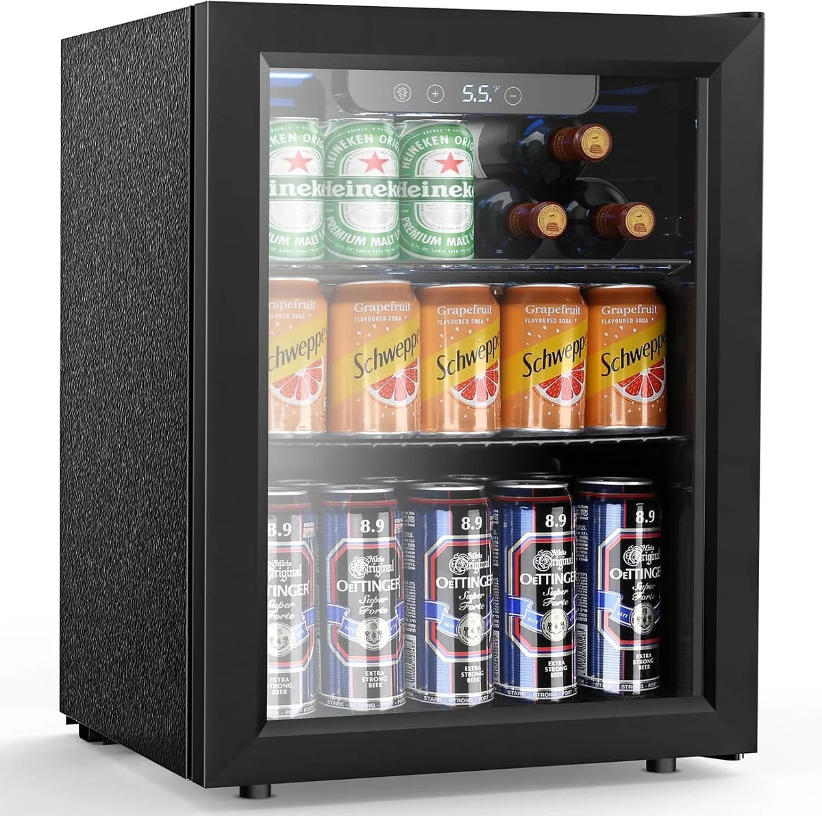 Electactic 3.2 Cu Ft 130 Can Beverage Refrigerator Cooler, Black, 19.29 x 17.32 x 30.79 inches - JC-90