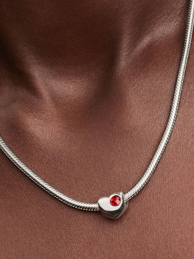 Engravable Red Stone Heart Charm