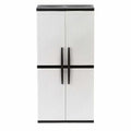 Gray Plastic Garage Storage Cabinet 35 in W x 71 in H x 18 in D, 4 Adjustable Shelves - 2025 Model
