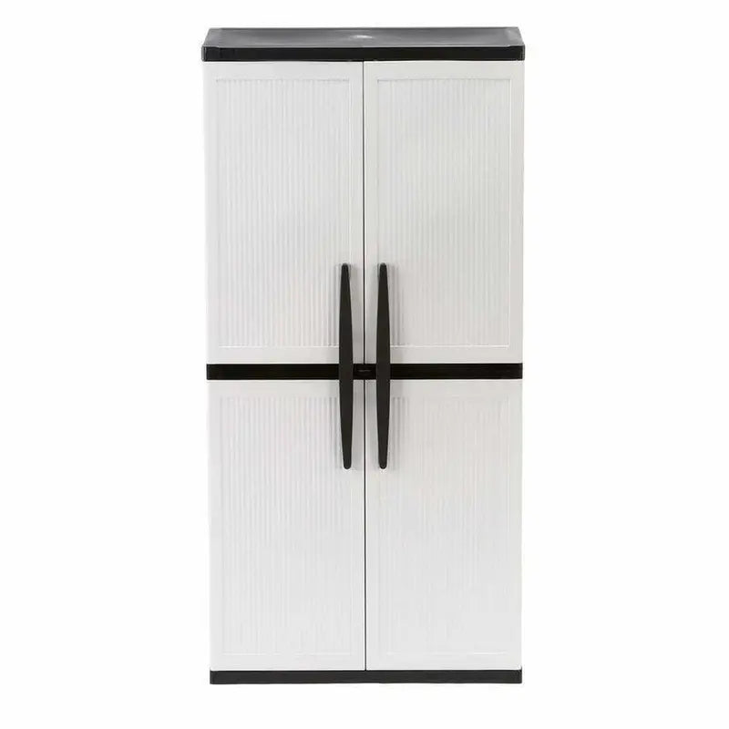 Gray Plastic Garage Storage Cabinet 35 in W x 71 in H x 18 in D, 4 Adjustable Shelves - 2025 Model