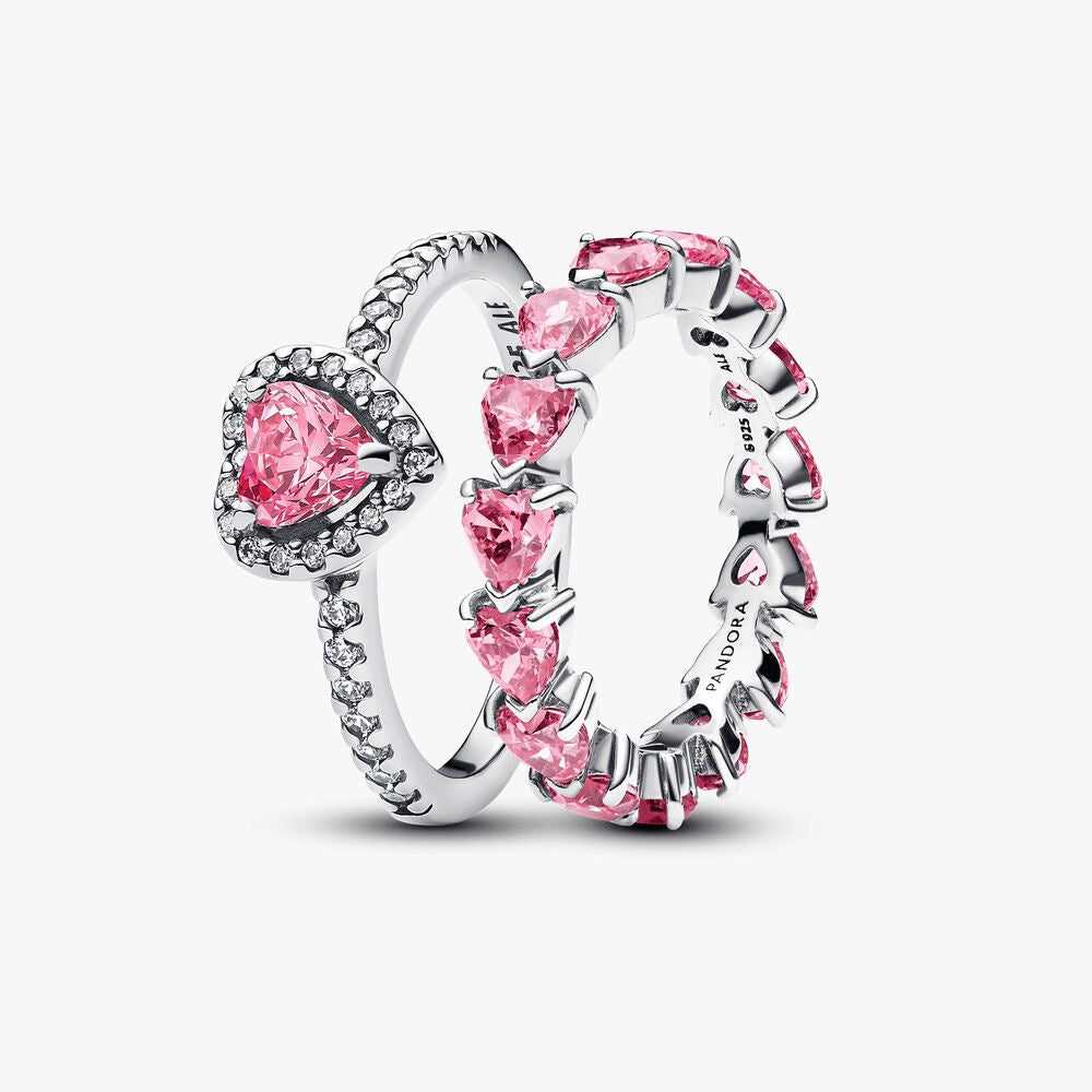 Pink Heart to Hearts Ring Set